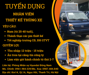 Hyundai Đông Nam Tuyển Nhân Viên Thiết Kế Thùng Xe – Nhận Việc Ngay