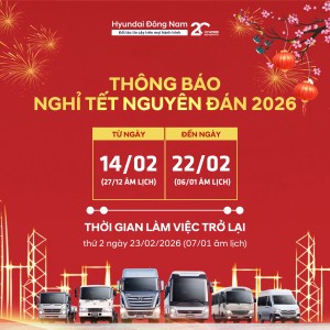 Hyundai Đông Nam thông báo lịch nghỉ Tết Nguyên Đán 2026