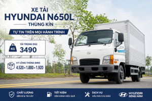 Hyundai N650L 3.5 tấn thùng kín dài 4m5
