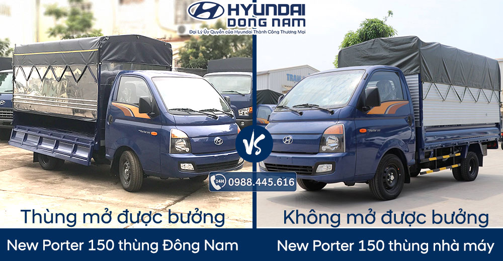 So sanh xe Hyundai Porter 150 thung mo buong và không mở bưởng