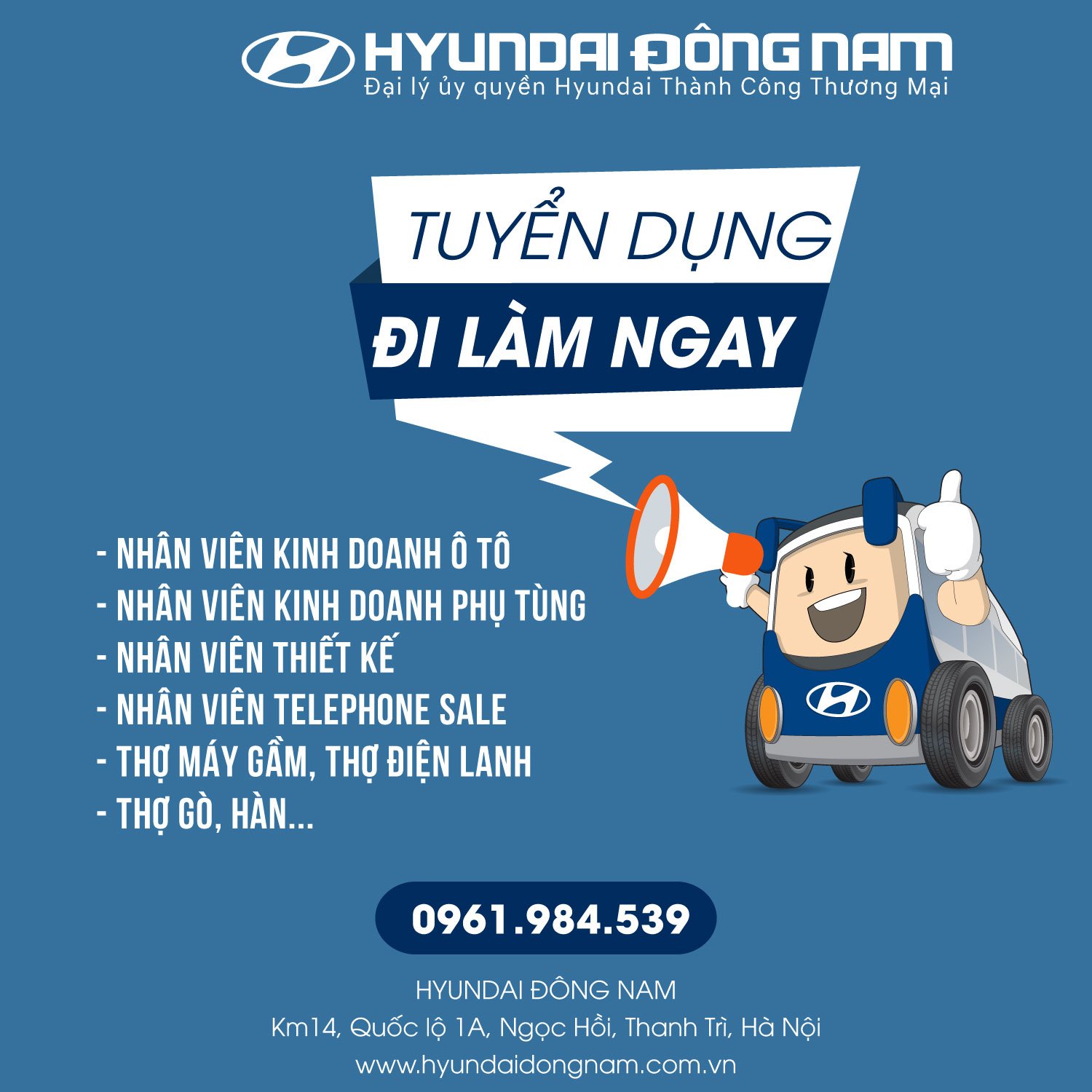 [TUYỂN GẤP] - Hyundai Đông Nam tuyển dụng tháng 03/2021
