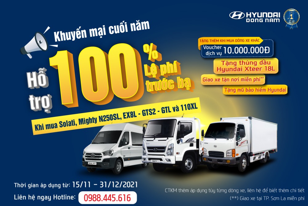 Khuyến mại 100% lệ phí trước bạ Hyundai Đông Nam