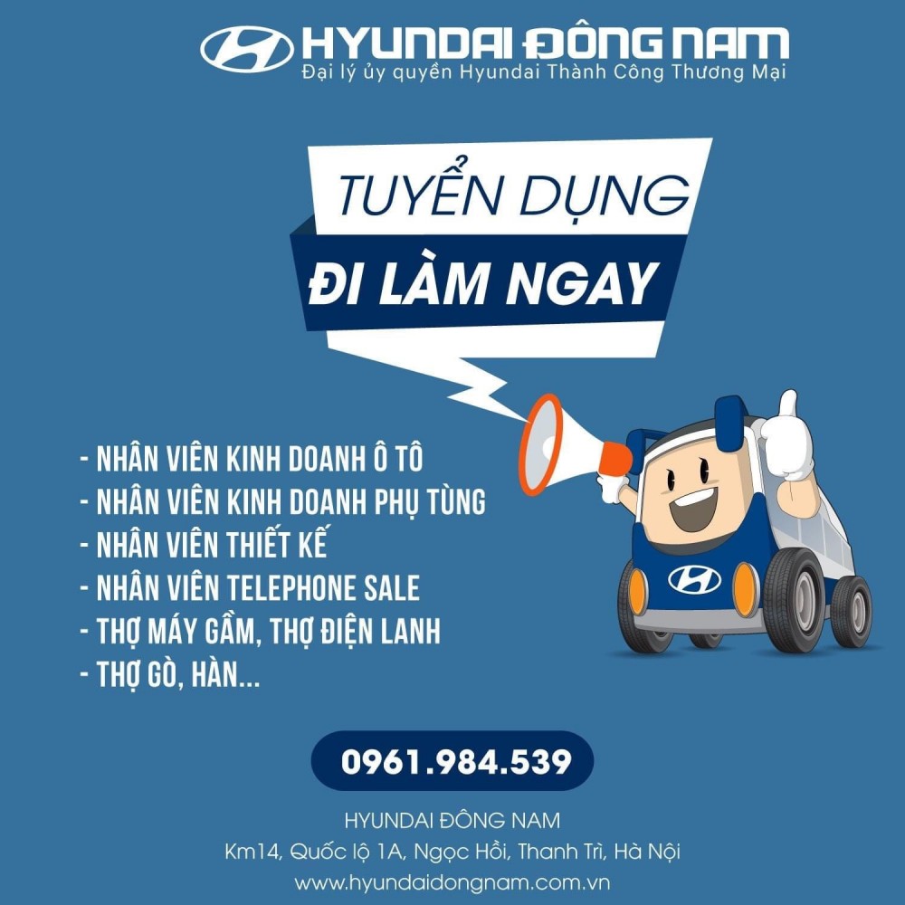 Hyundai Đông Nam tuyển dụng tháng 2/2022