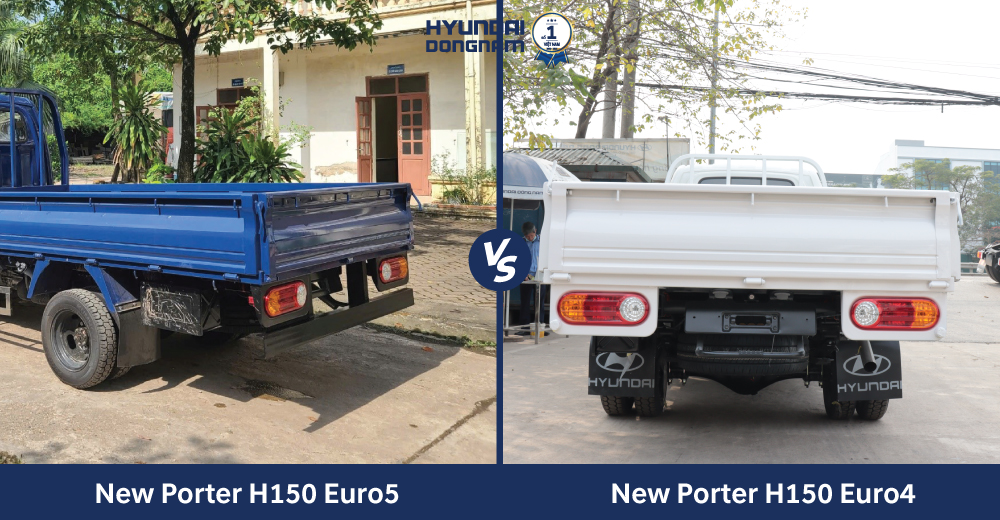 so sánh cản đuôi của Porter H150 Euro5 và Euro4