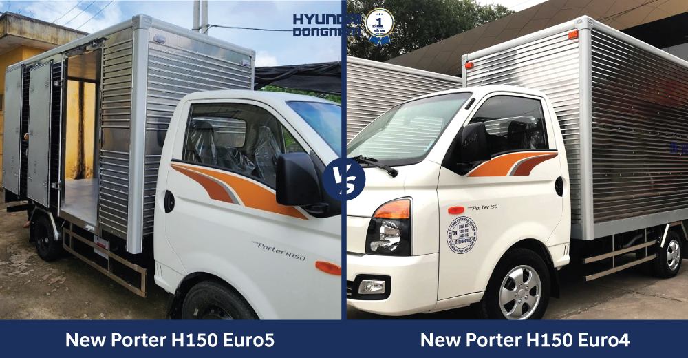 so sánh cản hông của Porter H150 Euro5 và Euro4 thùng kín