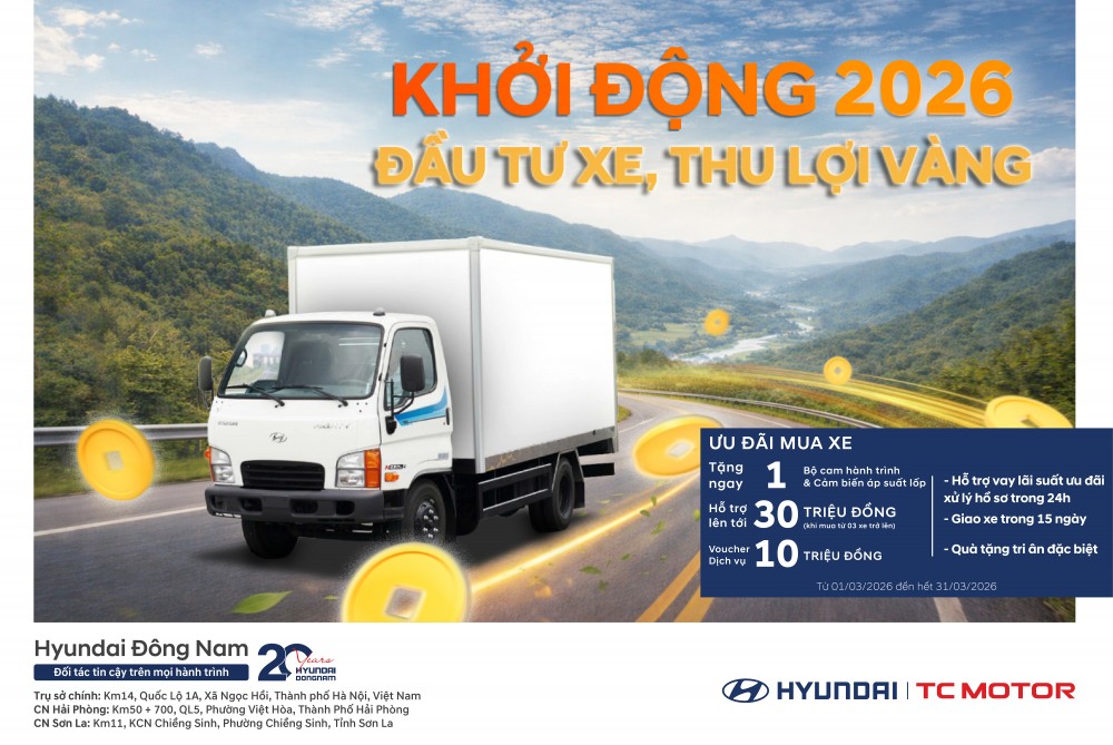 Khởi động 2026 đầu tư xe thu lợi vàng cùng Hyundai Đông Nam