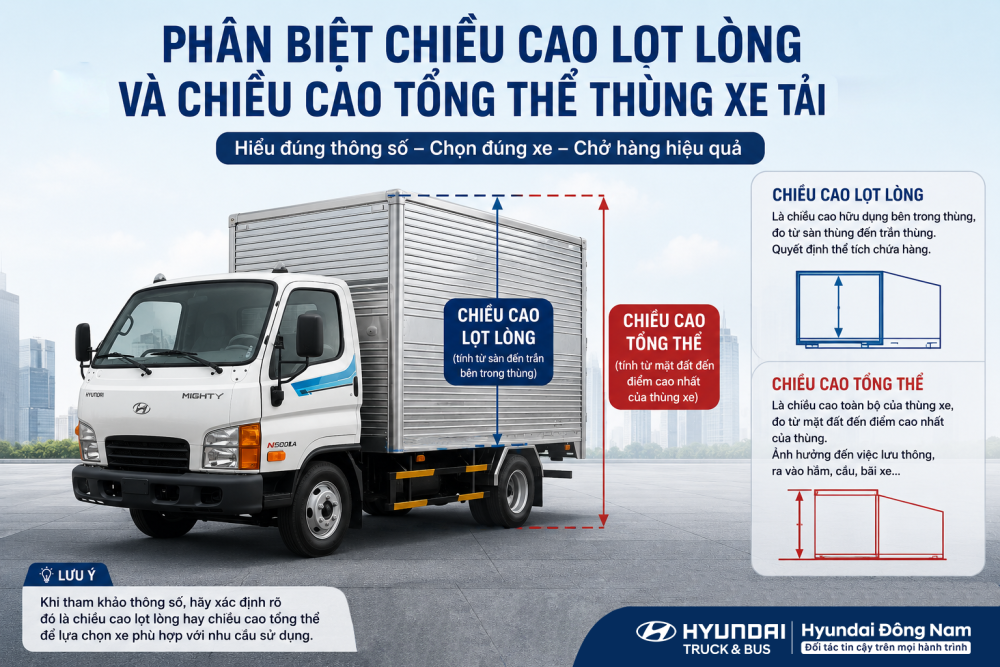 phân biệt chiều cao lọt lòng và chiều cao bao thùng