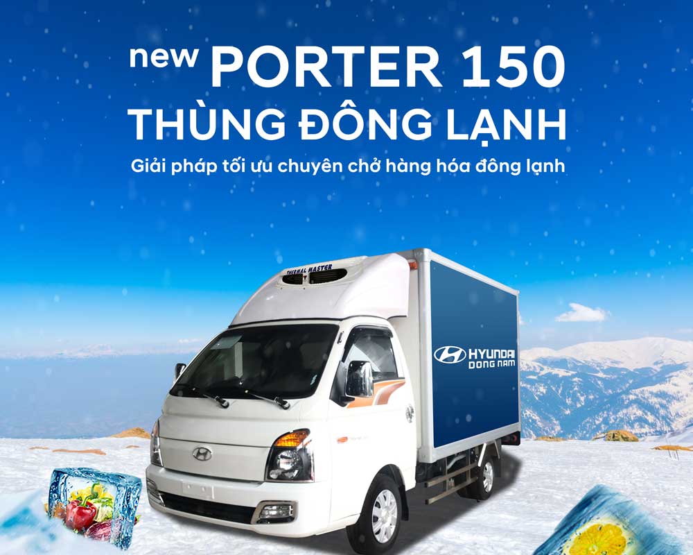 Hyundai Porter 150 thùng đông lạnh 1.5 tấn thùng dài 3m