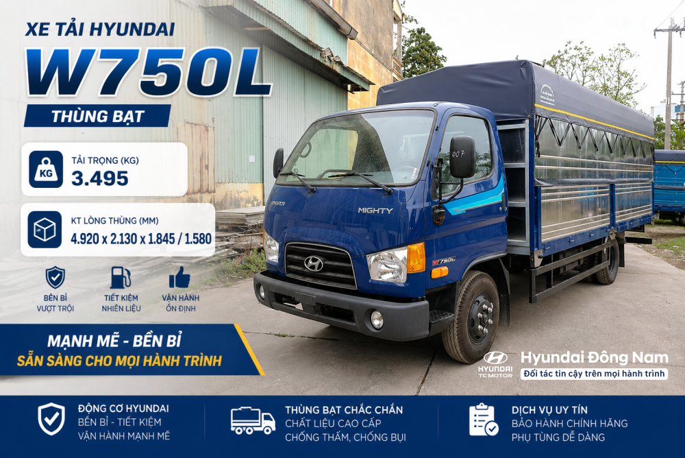Hyundai W750L 3.5 tấn thùng mui bạt dài 5m