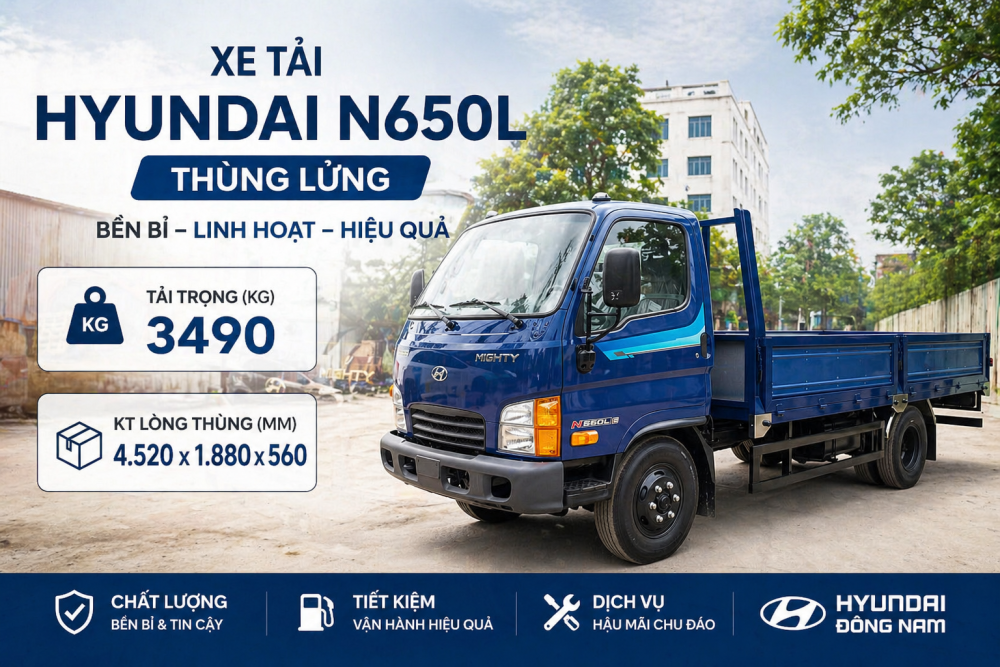 Hyundai N650L 3.5 tấn thùng lửng dài 4m5