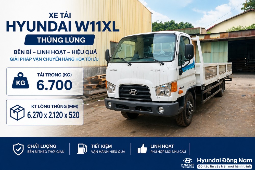 Hyundai W11XL 7 tấn thùng lửng dài 6m3