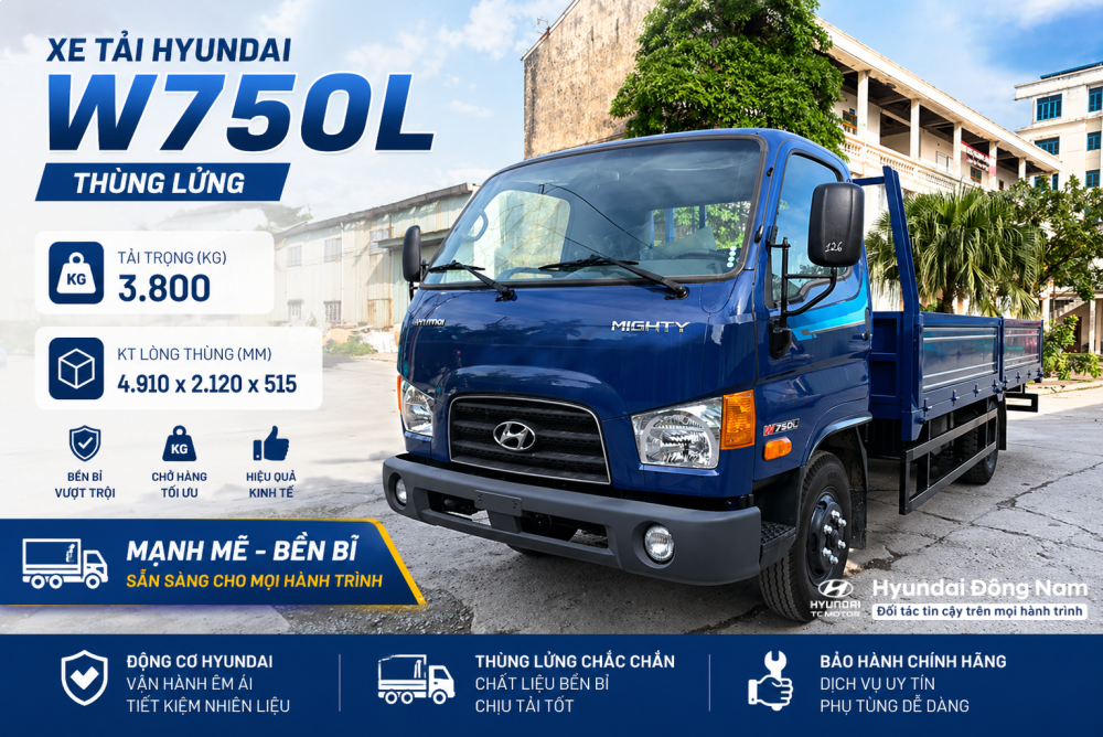 Hyundai W750L 3.5 tấn thùng lửng dài 5m